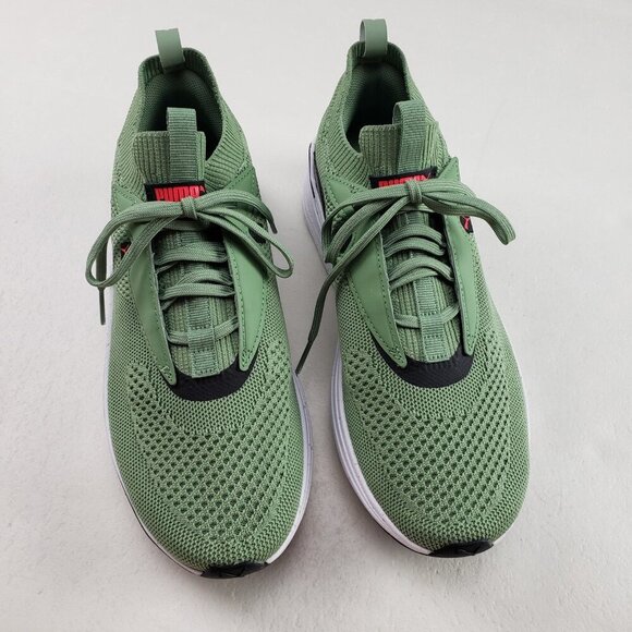 Puma SoftRide Stakd Running Shoe Womens 9 Green Lace Up Knit Platform Sneaker - Picture 1 of 11